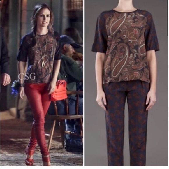A.L.C. “Racci” silk paisley print shirt top blouse 2 - Picture 2 of 5